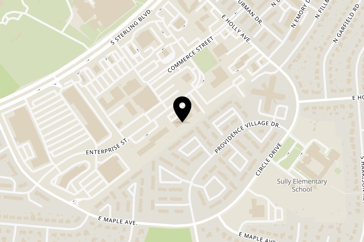 Map showing the location of EL CHEF LATINO on 156 Enterprise St SUITE J in Sterling